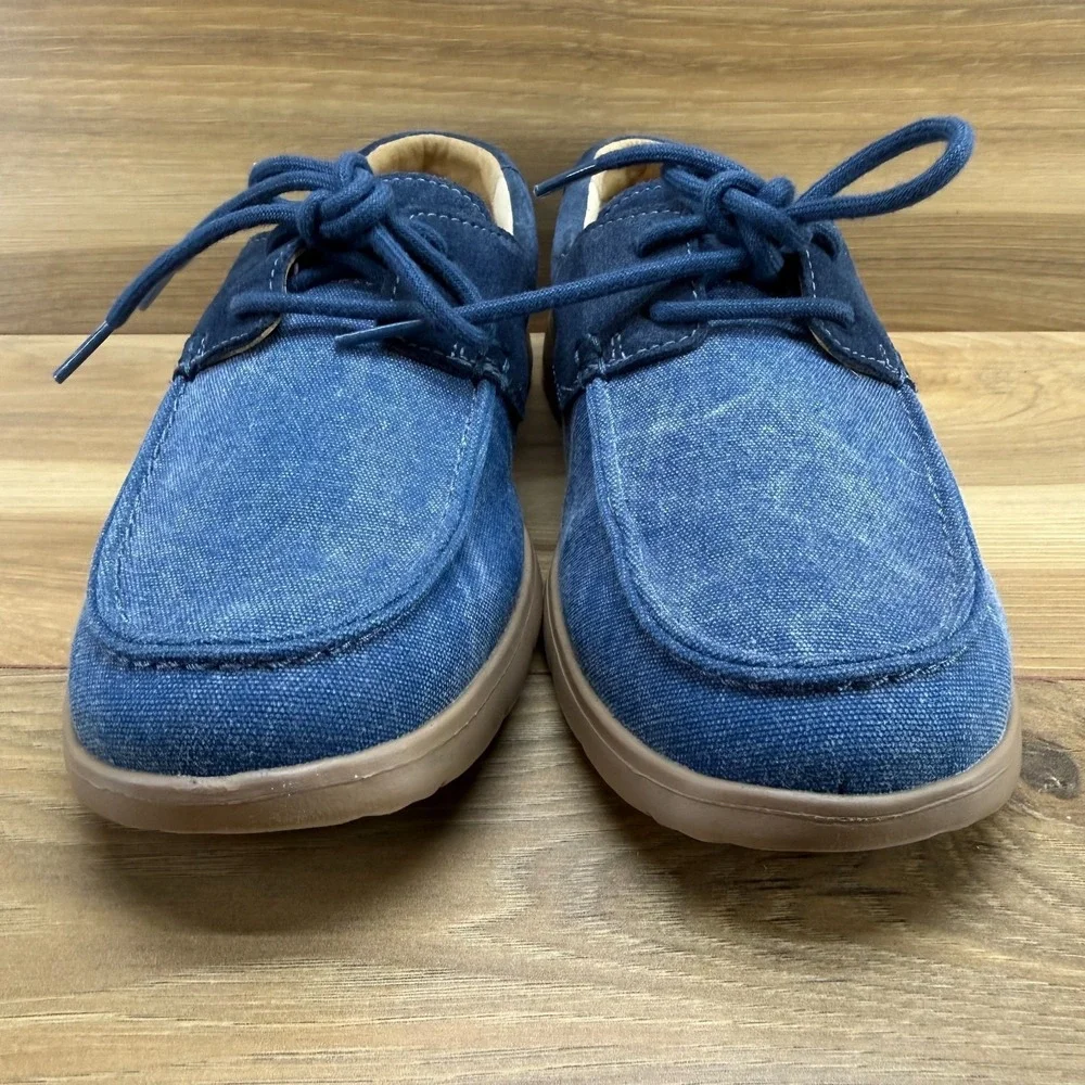 UGG Boat Moc Toe Loafers Mens 7‎ Blue Cotton And Suede Low Top Comfort